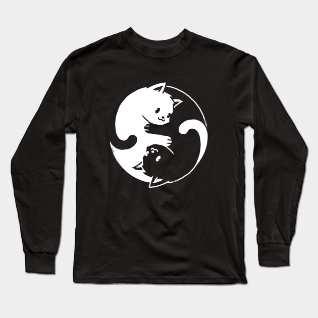 Yin Yang Cat Black & White Long Sleeve T-Shirt by vo_maria